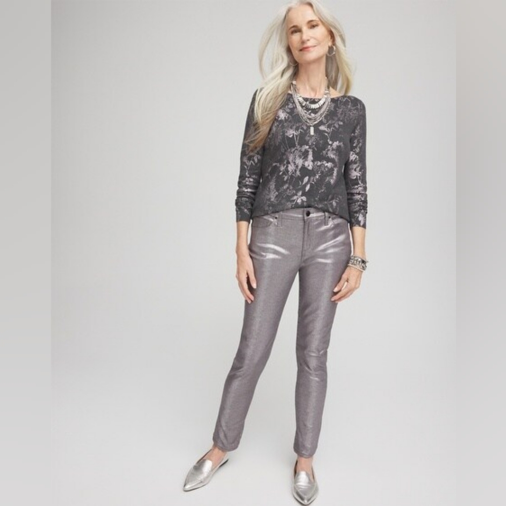 CHICO Metallic Silver Jeans